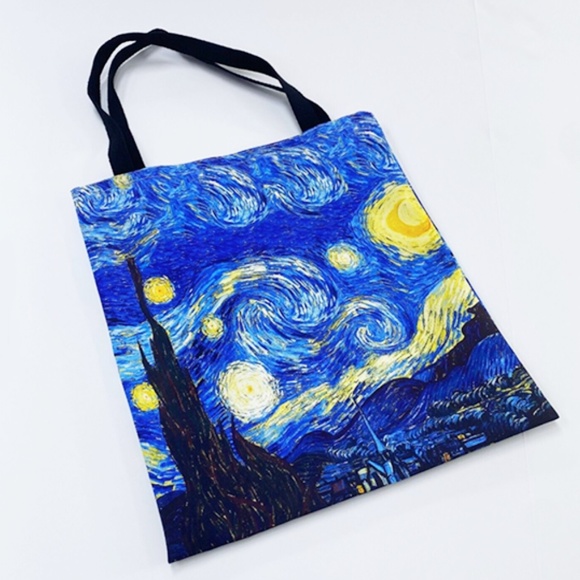 Vincent Van Gogh Starry Night Canvas Tote Bag - About 13" wide & 15" Tall - NWT - Picture 3 of 5